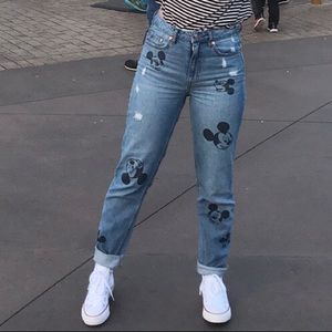 High Waisted Mickey Mouse Jeans
